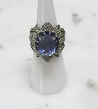 Women's Sterling Silver Unknown Stones Cocktail Ring Size 6 9grams 4-G401