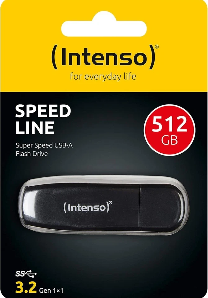 Intenso USB Stick 512GB Speicherstick Speed Line schwarz USB 3.2