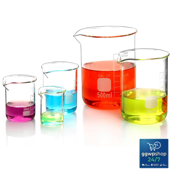 Becherglas 25Ml-500Ml 5Er Set Abgestufte Messbecher FüR Labor KüChe-image