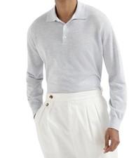 BRUNELLO CUCINELLI 2450 Men's Fine Knitted Polo Sweater-sz 52 L -New W/Tags