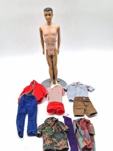 Ken Doll 1963 Vintage Brunette Brown Hair w/ Clothes.