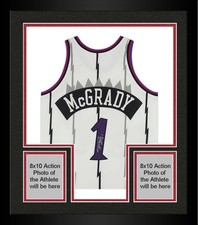 Framed Tracy McGrady Raptors Signed 1998 White Mitchell & Ness Authentic Jersey
