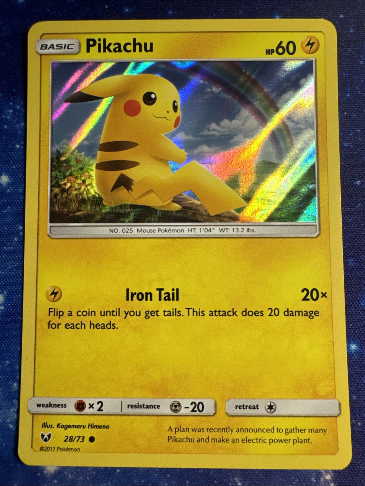 Pikachu 28/73 Holo Shining Legends Pokemon Card Near Mint