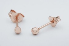 BALL SMALL 2 mm STUD EARRINGS 14K SOLID ROSE GOLD - Made in USA - NEW WITH TAG