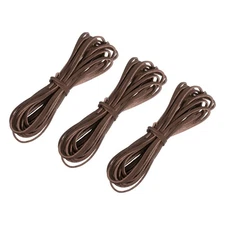 5.47 Yards 2.6mm Flat Leather Cord Suede String for DIY Crafts, Coffee 3Pcs