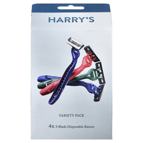 3-Blade Disposable Razors, Variety Pack, 4 Razors