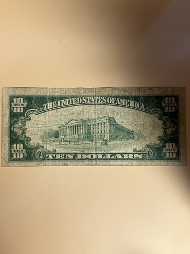 1929 BROWN SEAL FEDERAL RESERVE BANK of NEW YORK TEN DOLLAR $10 DOLLAR BILL (B) - Picture 2 of 3