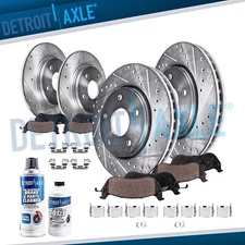 Front and Rear Drilled Disc Rotors Ceramic Brake Pads for 2005 - 2010 Scion tC