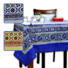 Sweet Us Forever Cotton Sunflower Floral Tablecloth Rectangle Blue Burgundy