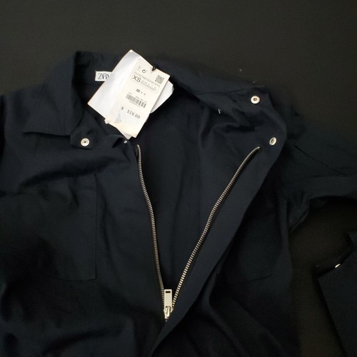 NWT ZARA Womens Worker Overall In Deep Navy Size XS Cotton New 2020 Solid Sports - Picture 19 of 22
