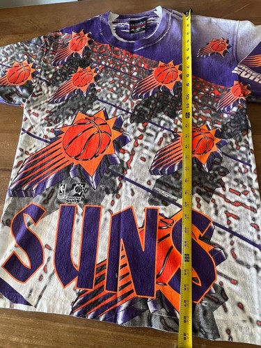 🔥T-shirt vintage anni 90 Phoenix Suns Magic Johnson NBA stampa all over grande LG - Foto 6 di 11