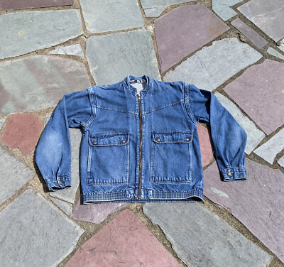 VTG Beeline Fashions Denim Long Sleeve Zip Jacket / Vest Adult Size S Coat Prop