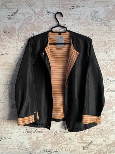 Vintage Missoni Womens Jacket Black Crewneck Striped Lining Mid Lenght Size 48 - Picture 2 of 14