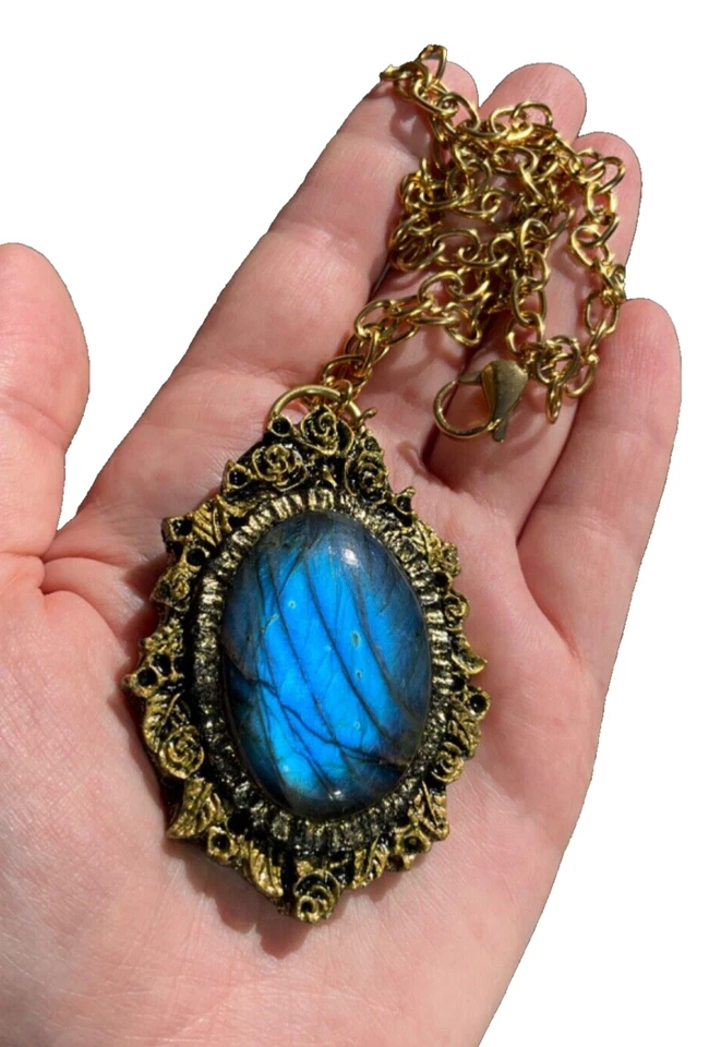 大量 拉长石吊坠项链 手工制作 — 第 2/4 张图片