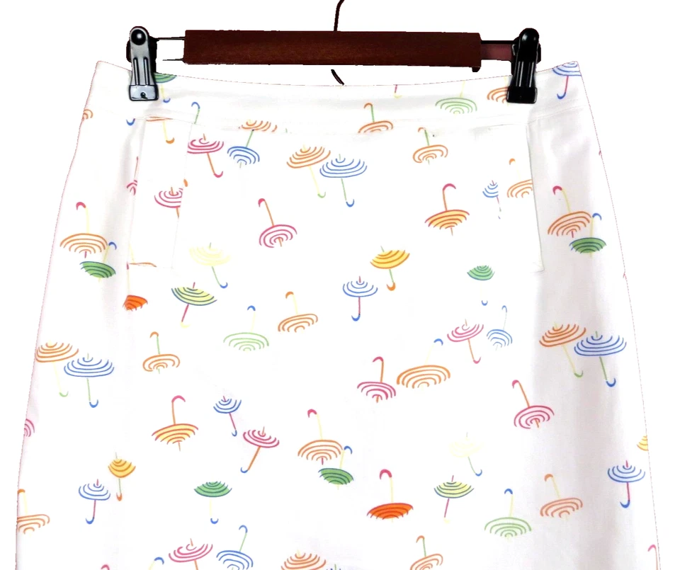 SK07655- GRACE ELEMENTS Mujer 97% Algodón Línea A Falda Coloridos Paraguas 10 COMO NUEVO Foto 3 de 4