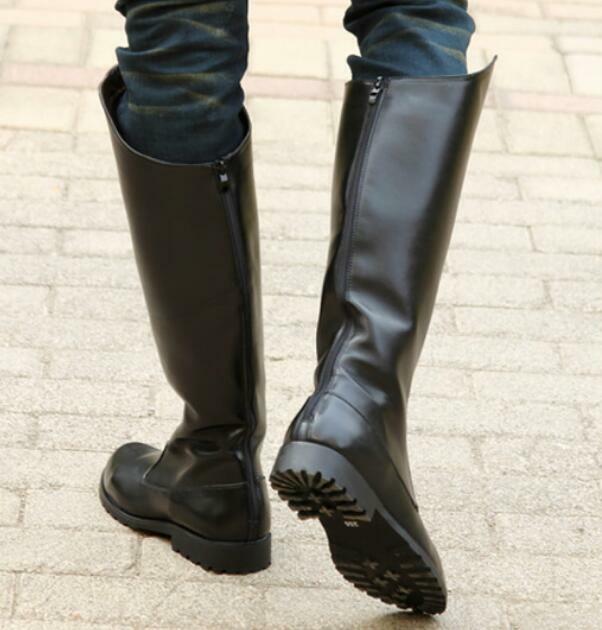 Men's Riding Military Boots Leather Knee High Equestrian Casual Fashion ...