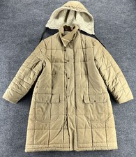 Sears VTG Jacket Removable Hood Brown Tan Zip Insulated Button Snap Lined Sz 46