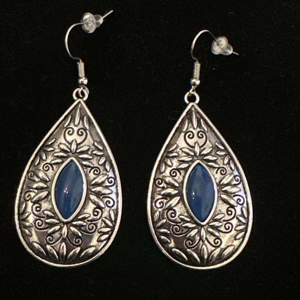 Brincos leves J CREW azul lápis prata lágrima NOVO LANCE 4 CARIDADE❤️305 - Imagem 3 de 4