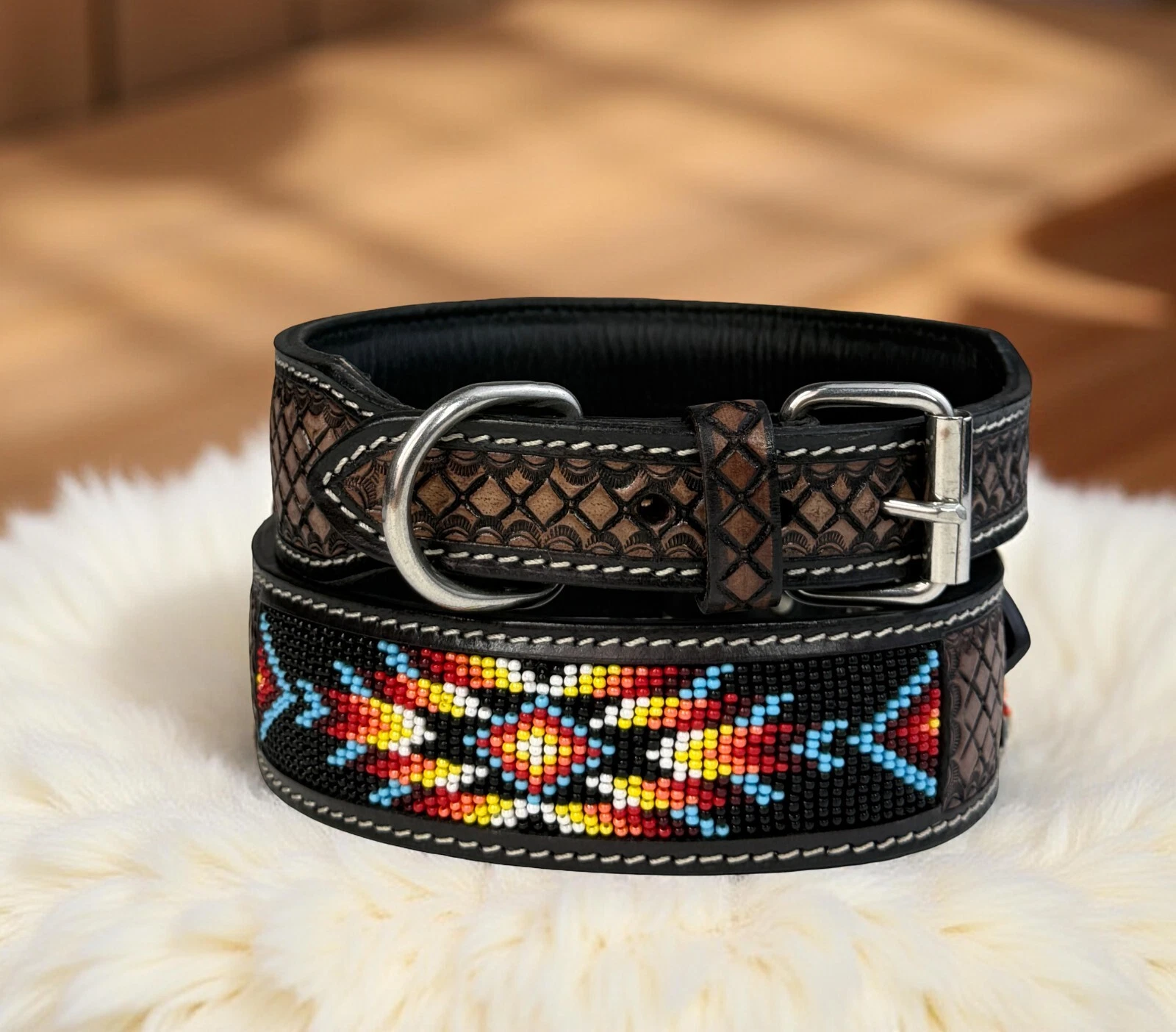 Western Leather Beaded Handmade Pet Dog Collar Heavy Duty Hand Tooled Adjustable
Opens in a new wind