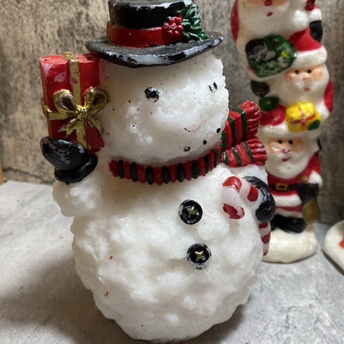 VINTAGE Christmas Candles x4 Santa Claus & Snowmen Father Christmas Novelty - Picture 4 of 14