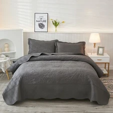 MarCielo 3-Piece 100% Cotton Oversized Bedspread Set Coverlet Set Lightweight