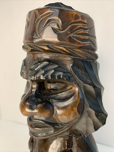 Afrikanischer Stamm primitiver Mann handgeschnitzt Holz Kunst Handwerk Statue 12x5x4" - Bild 3 von 12