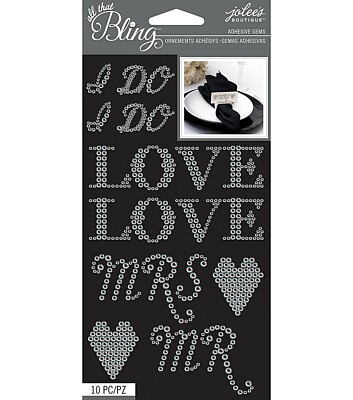 Jolee's Boutique ALL THAT BLING Adhesive Gems - CLEAR WORDS WEDDING BLING, 21pcs