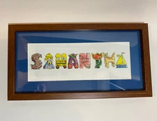 Personalized “SAMANTHA” Framed Wall Art Kid's Girl’s Room Decor Cartoon Letters
