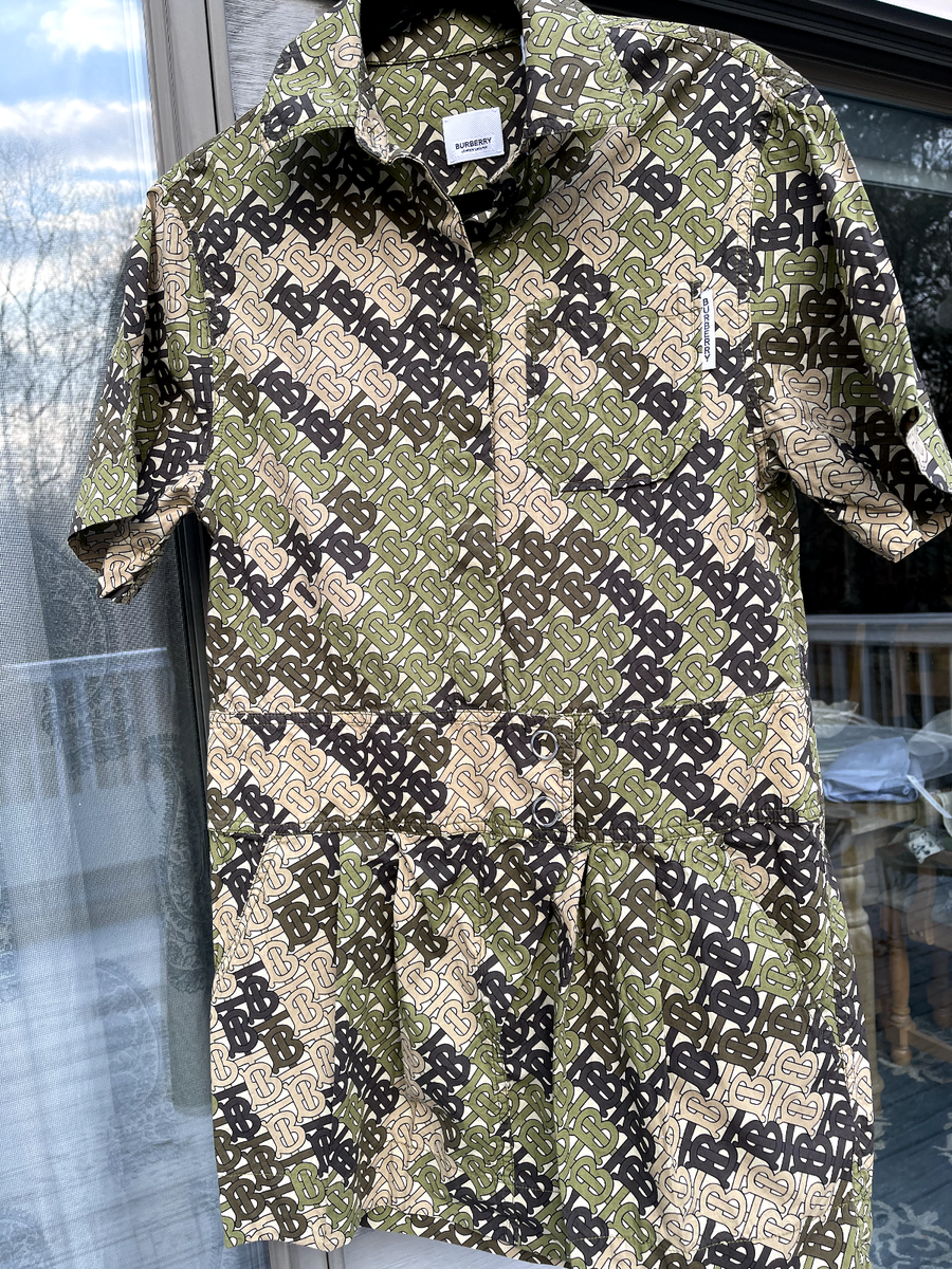 【関税&送料込み】Burberry Cotton Mini-Dress Burberry TB PRINTED Jaynie Cotton Poplin Shirt Dress Mini