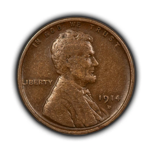 1914-D 1c Lincoln Wheat Small Cent - VF Key Date - SKU-B4711