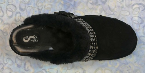 Softwalk Mika Clog Black with Bling and Faux Fur US 7 M - Picture 4 of 5