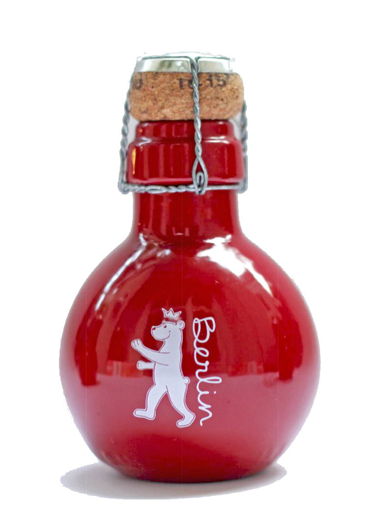 rote Sektflasche - Berlin Sekt mit Berliner Bär als Wappen