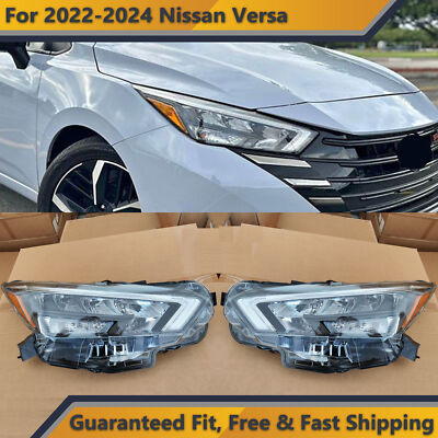 LED Headlight for 2022 2023 2024 Nissan Versa Assembly Driver Passenger Pair Set