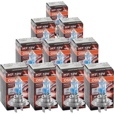 10x OSRAM NIGHT BREAKER LASER H7 3550 K 1500 lm 64210NB200-HCB Glühlampe Birnen