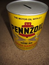 ORIGINAL PENNZOIL oil can BANK ... Arnold Palmer ... Near MINT ... unused