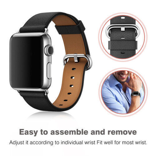 Leather Watch Strap for Apple iWatch Series 8 7 6 5 4 SE2 38/40/41mm, 42/44/45mm - Imagen 7 de 25