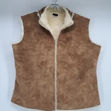 Cejon Vest Faux Leather Shearling Boho Festival Vegan Faux Fur Lining Size L