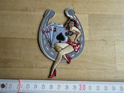 Patch Pin-up Lady Luck Gambling Horseshoe Hot Rod Nose Art Rockabilly Hufeisen