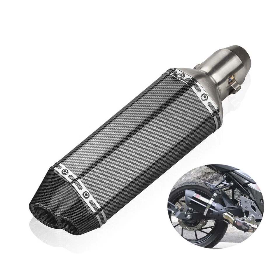 51mm 2" Slip-on Universal Motorcycle Exhaust Muffler Pipe Dual Double Outlet Tip Foto 4 de 4