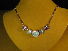 MARIANA NECKLACE SWAROVSKI GREEN PURPLE CRYSTALS ROSE GOLD PL MOSAIC Multi Gift