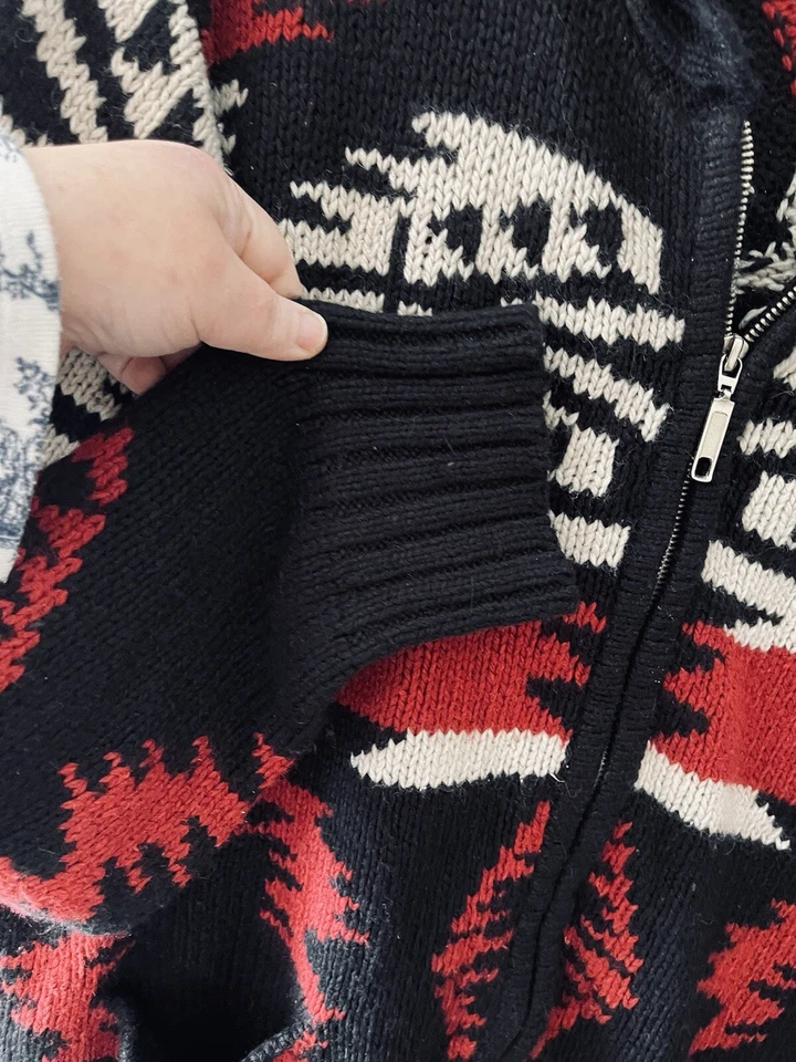 Cárdigan Suéter Mezcla Angora Azteca Fair Isle Cremallera Para Mujer Evan Picone Talla XL Foto 2 de 4