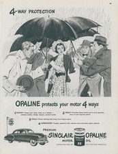 1949 Sinclair Opaline Motor Oil Men Holding Umbrellas For Woman Vtg Print Ad C15