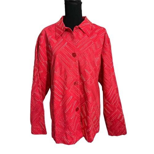 Coldwater Creek Cotton Embroidered Boxy Jacket SZ XXL