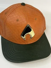 Bioworld Aquaman faux leather texture snapback hat DC Comic Org Needs Cleaning