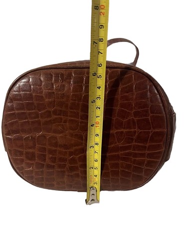 Vintage 80s Joseph B. Exclusive Embossed Caramel Brown Leather Medium Bucket Bag - Picture 13 of 13
