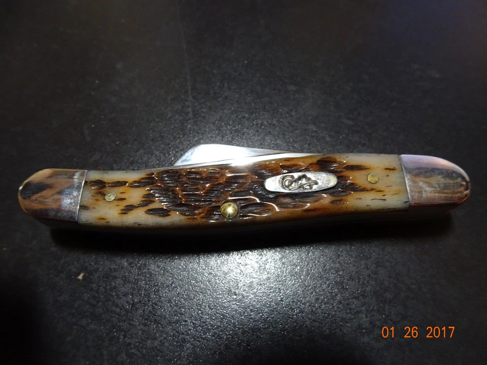 CASE XX POCKET KNIFE 3 5/8" MED. STOCKMAN AMBER BONE HANDLE CS BLADES CA-039 - Image 2 of 4