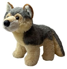Aurora Wolf Wild Dog Plush Stuffed Animal 10" Tan Gray White Coyote Husky