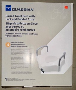 Medline Guardian 5" Raised Locking Toilet Seat, w/Arms 400 lb. Capacity