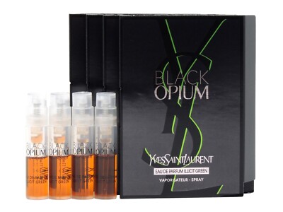 YSL YVES SAINT LAURENT BLACK OPIUM ILLICIT GREEN 1.2ml .04oz x 4 PERFUME SAMPLES