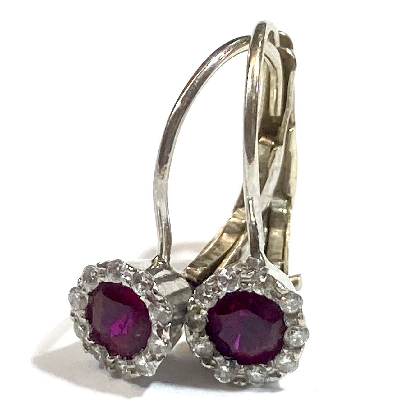 #485 18k Solid White Gold Ruby And Diamond Clip B… - image 1